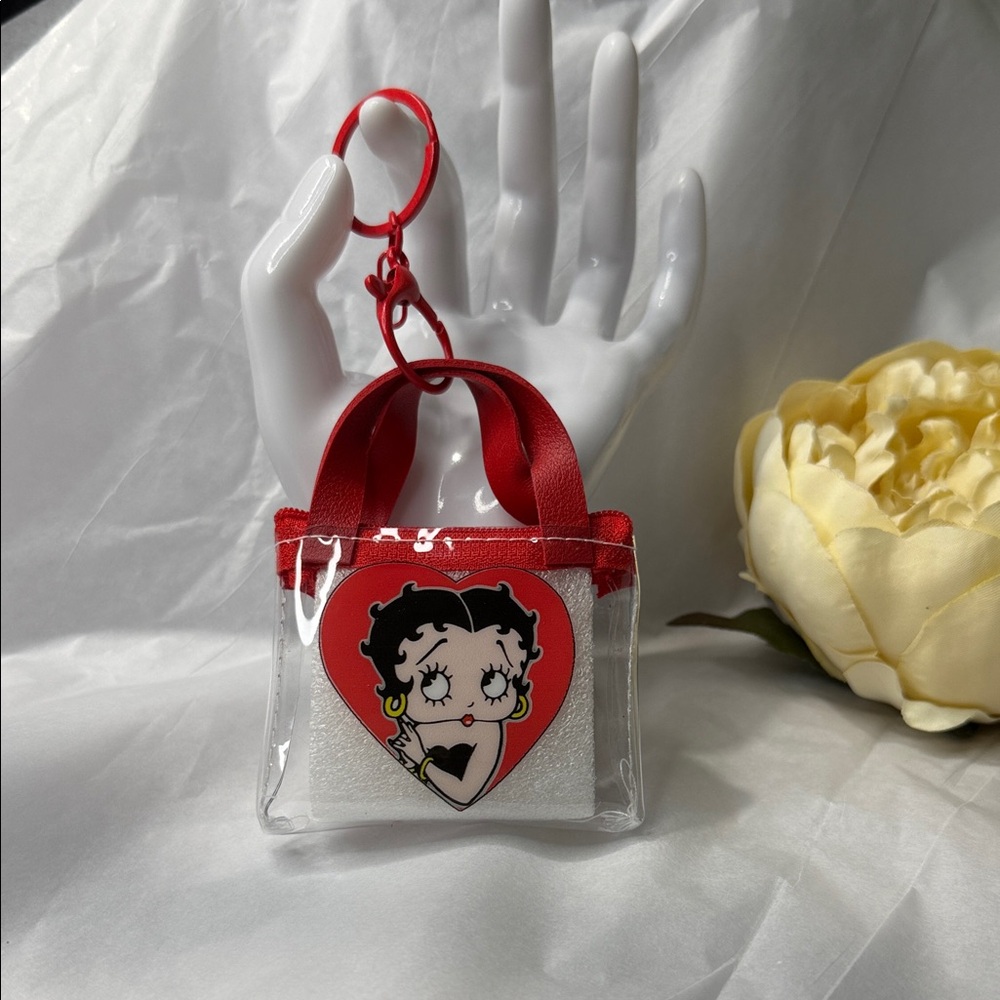 Betty Boop Clear Mini Bag Keychain in Red and White